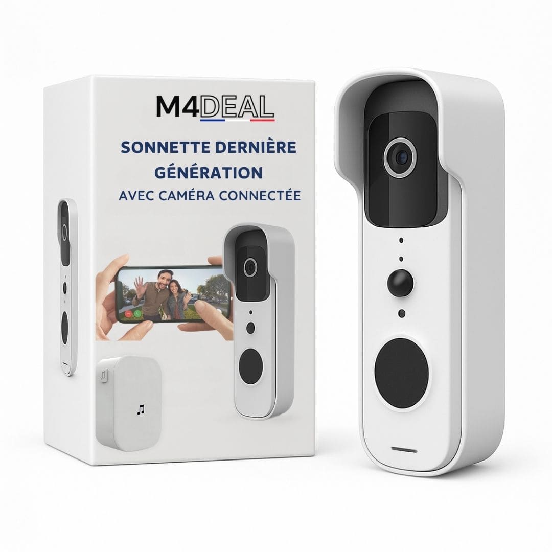 Sonnette Dernière Génération avec Caméra Connectée, Sans Fil et Enregistrement