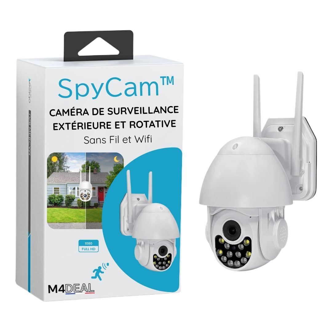 Caméra de Surveillance Extérieure et Rotative | Sans Fil et Wifi | SpyCam™