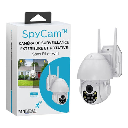 Caméra de Surveillance Extérieure et Rotative | Sans Fil et Wifi | SpyCam™