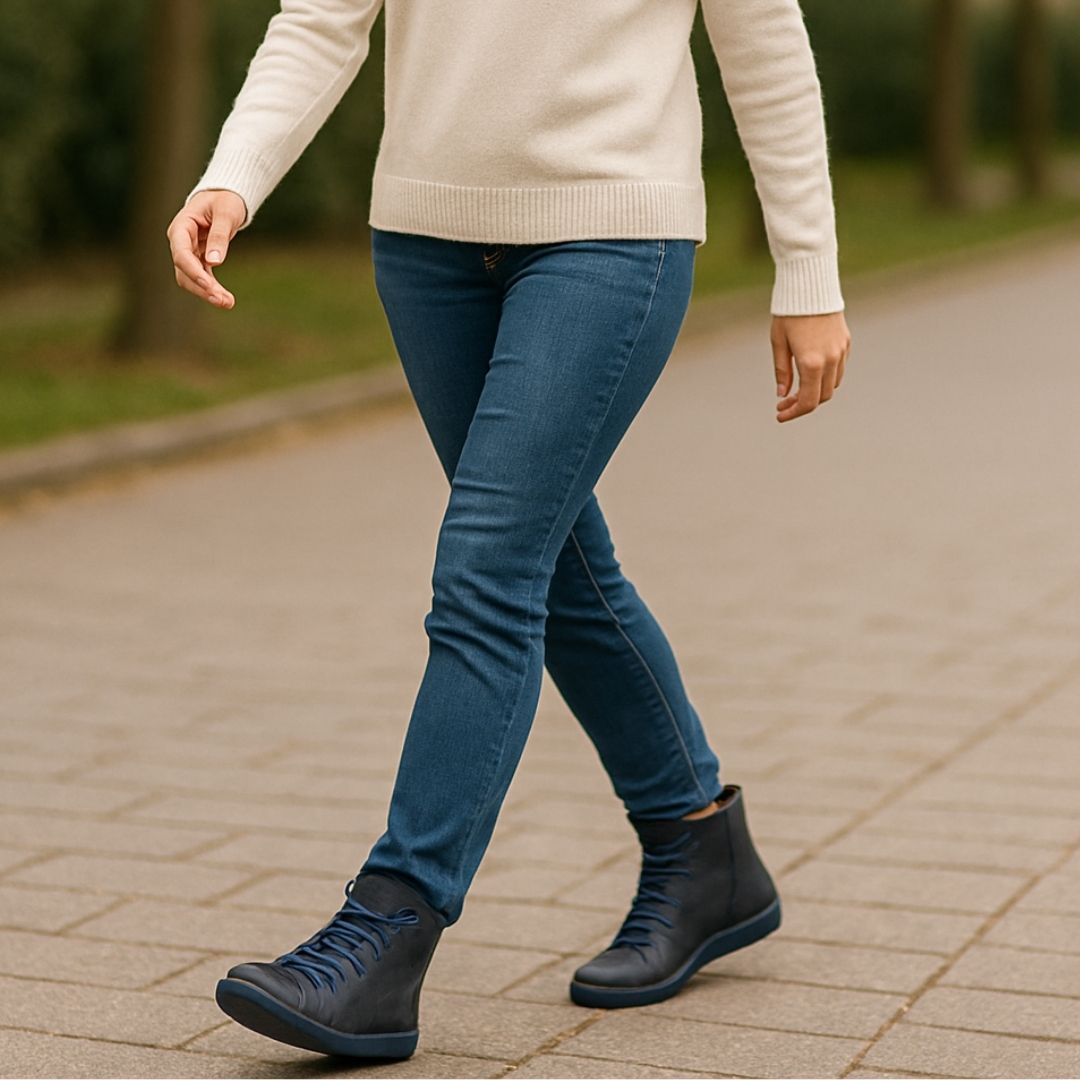 Chaussures Orthopédiques en Cuir à Lacets - Bottines pour Pieds Larges