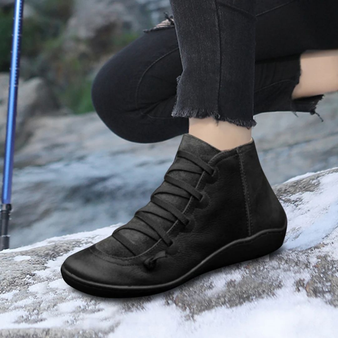Chaussures Orthopédiques en Cuir à Lacets - Bottines pour Pieds Larges