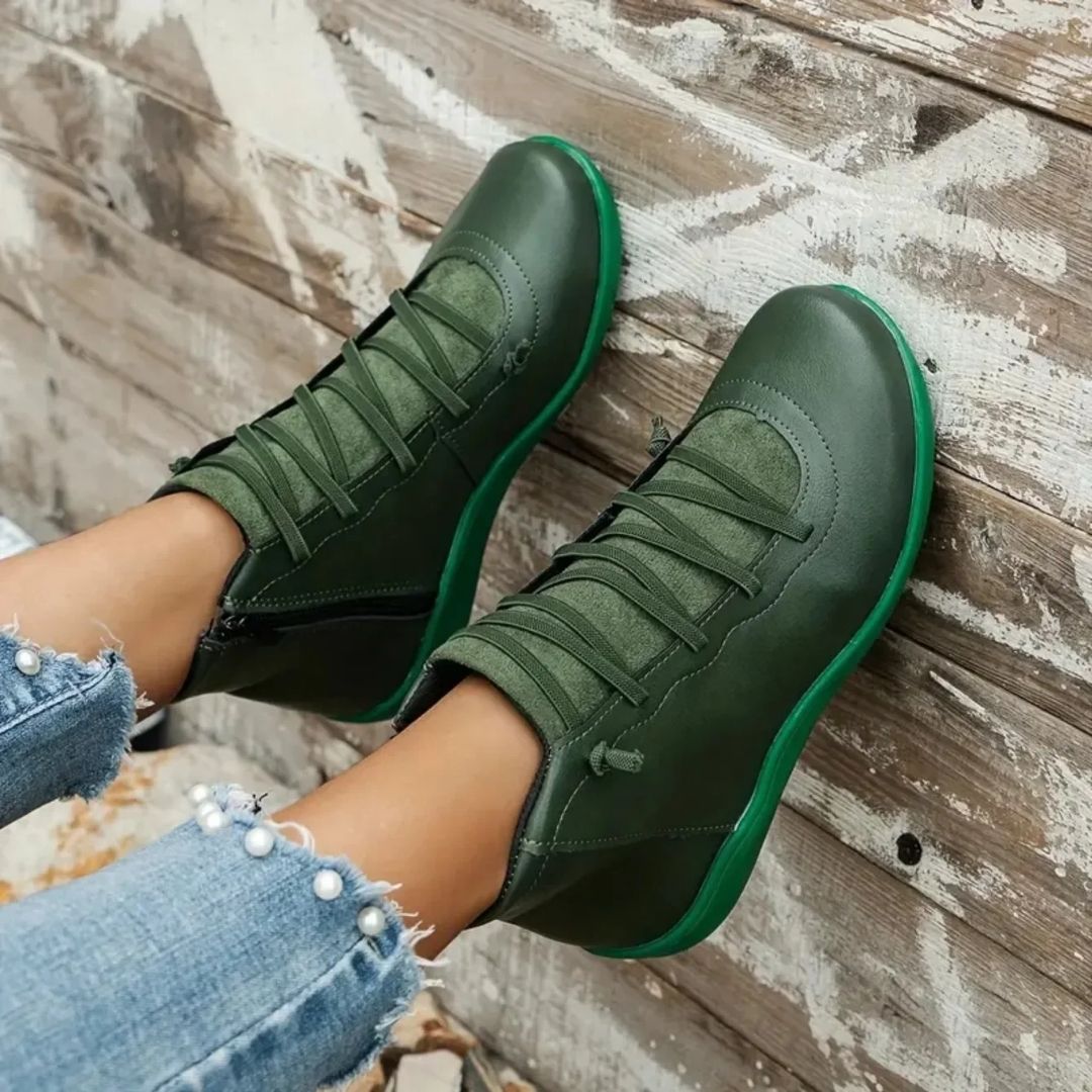 Chaussures Orthopédiques en Cuir à Lacets - Bottines pour Pieds Larges