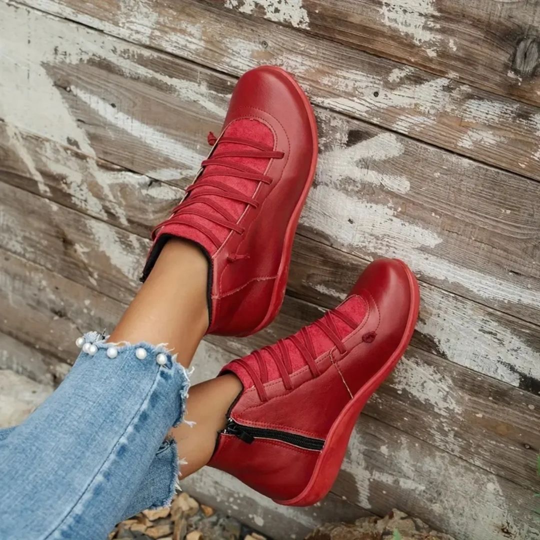 Chaussures Orthopédiques en Cuir à Lacets - Bottines pour Pieds Larges