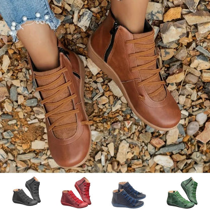 Chaussures Orthopédiques en Cuir à Lacets - Bottines pour Pieds Larges