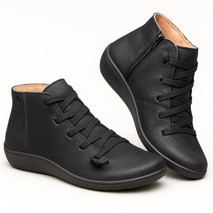 Chaussures Orthopédiques en Cuir à Lacets - Bottines pour Pieds Larges