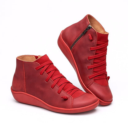 Chaussures Orthopédiques en Cuir à Lacets - Bottines pour Pieds Larges