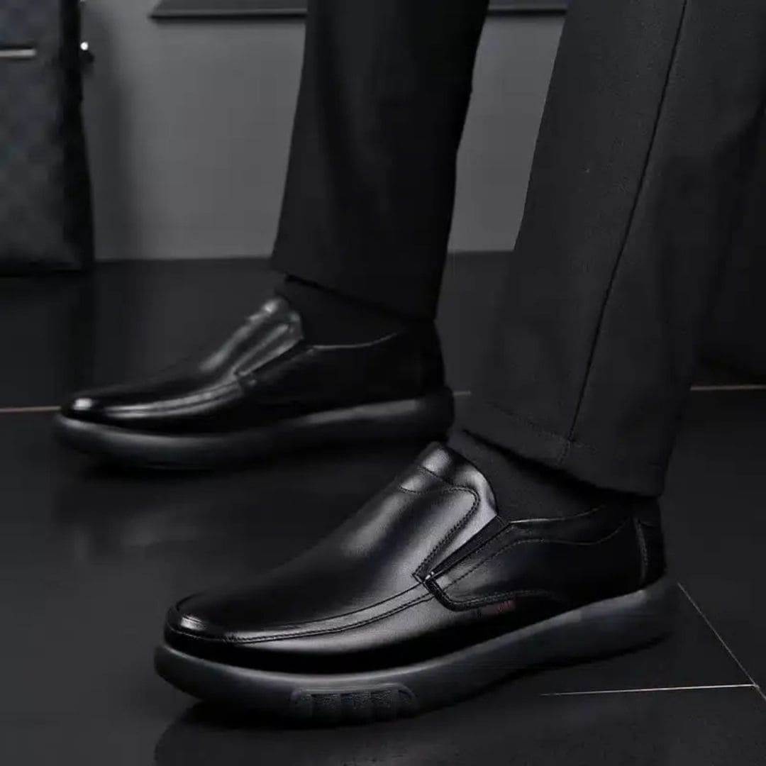 Chaussures orthopédiques noires chic pour hommes - Confort & Élégance au quotidien