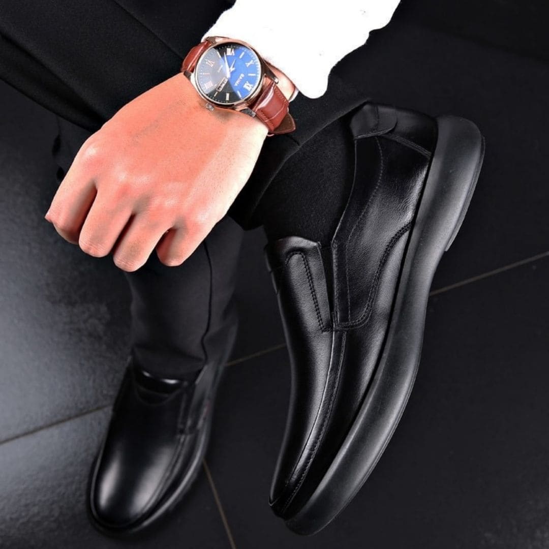Chaussures orthopédiques noires chic pour hommes - Confort & Élégance au quotidien